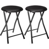 4x stuks bijzet krukje/stoel - Opvouwbaar - zwart/zwart - 46 cm