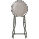 2x stuks bijzet krukje/stoel - Opvouwbaar - zilver/taupe - 46 cm