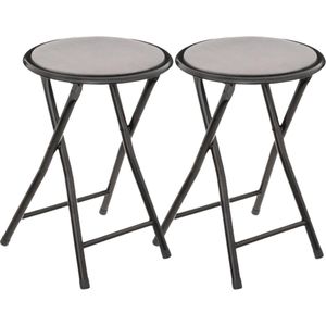 4x stuks bijzet krukje/stoel - Opvouwbaar - zwart/grijs - 46 cm