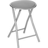 2x stuks bijzet krukje/stoel - Opvouwbaar - zilver/grijs - 46 cm