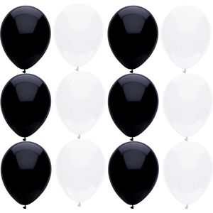 Haza Ballonnen verjaardag/thema feest - 200x stuks - zwart/wit
