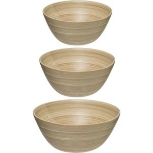 Secret de Gourmet voedsel serveerschalen - Set 9x - Bamboe - D30/D25/D17 cm