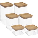 5Five - Voedsel/keuken voorraadpotten set 6x stuks - kunststof/bamboe