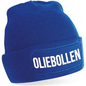 Bellatio Decorations Muts Oliebollen - unisex - one size - blauw - wintermuts