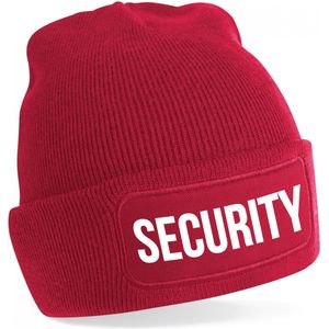Bellatio Decorations Muts Security - unisex - one size - rood - beveiliger wintermuts