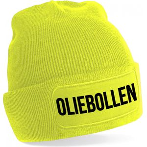 Bellatio Decorations Muts Oliebollen - unisex - one size - geel - wintermuts