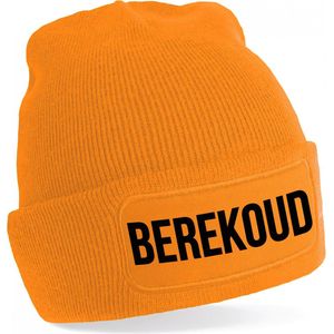 Bellatio Decorations Muts Berekoud - unisex - one size - oranje - wintermuts