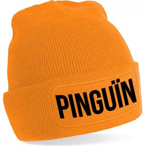Bellatio Decorations pinguin muts - unisex - one size - oranje - wintermuts