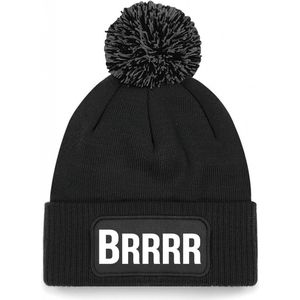 Brrrr muts met pompon - unisex - one size - zwart - apres-ski muts