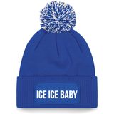 Bellatio Decorations Ice ice baby muts met pompon - unisex - one size - blauw - wintermuts