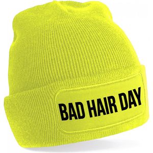 Bellatio Decorations Bad hair day muts  - unisex - one size - Geel - wintermuts