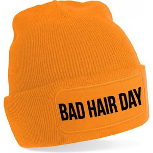 Bellatio Decorations Bad hair day muts  - unisex - one size - Oranje - wintermuts