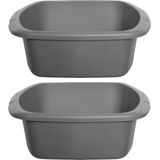 Whitefurze Afwasteil/afwasbak - 2 st - 9 liter - grijs - 38 x 32 x 13 cm