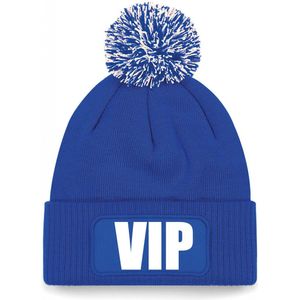 Bellatio Decorations VIP muts/beanie met pompon - onesize - blauw