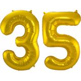 Folat Folie ballonnen - 35 jaar cijfer - goud - 86 cm - leeftijd feestartikelen