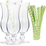 Secret de Gourmet Cocktail glazen - 4 st - 440 ml - incl. 100x rietjes - groen