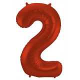 Folat Folie ballonnen - 20 jaar cijfer - rood - 86 cm - leeftijd feestartikelen