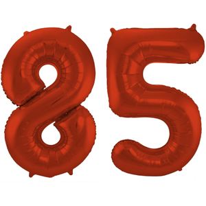 Folat Folie ballonnen - 85 jaar cijfer - rood - 86 cm - leeftijd feestartikelen
