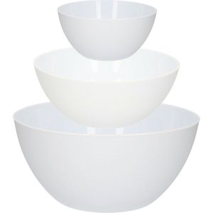 Plasticforte Kommetjes/Serveer schalen set - 9x stuks - kunststof - Wit