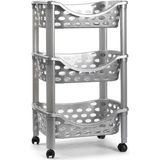PlasticForte - keukentrolley - 2x - kunststof - zilver - 40 x 65 cm