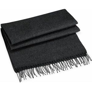 Beechfield fijn geweven sjaal donkergrijs/antraciet voor volwassenen - Polyacryl - Klassieke sjaal 186 x 47 cm