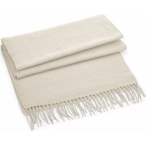 Beechfield fijn geweven sjaal licht beige voor volwassenen - Polyacryl - Klassieke sjaal 186 x 47 cm