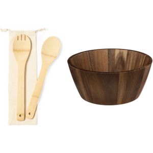 Boogs slakom | slakom van mangohout | fruitschaal met print | houten schaal | decoratieve schaal groot | 30 cm
