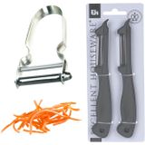 Excellent Houseware - Dunschiller/aardappelmesjes - Grijs - 2x Stuks