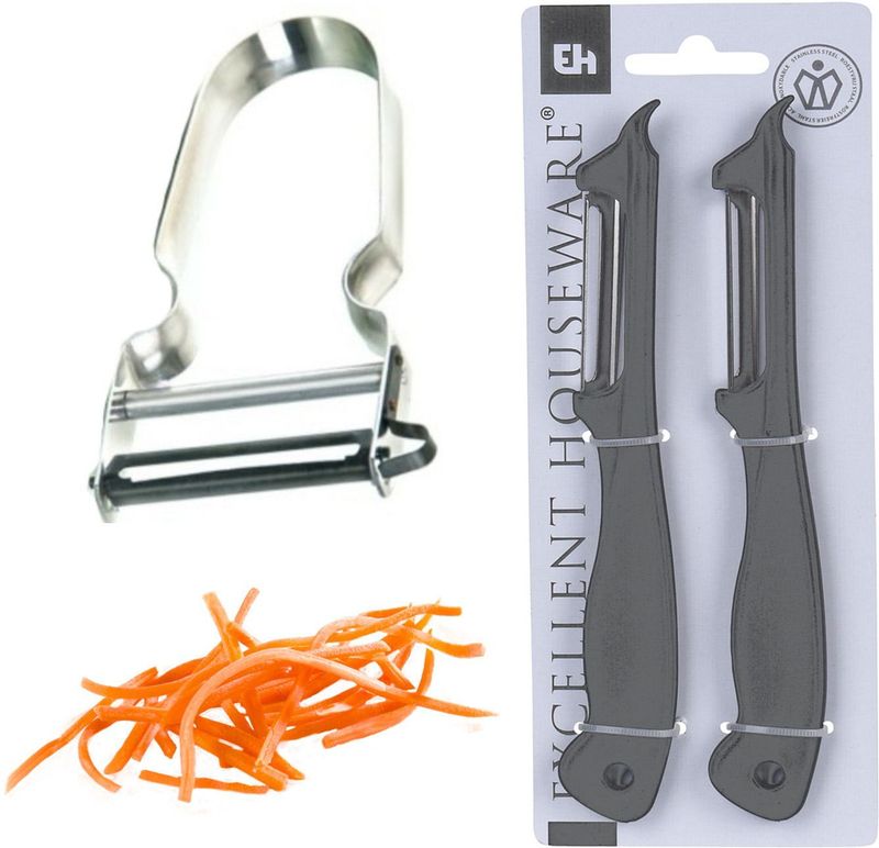 Excellent Houseware - Dunschiller/aardappelmesjes - Grijs - 2x Stuks