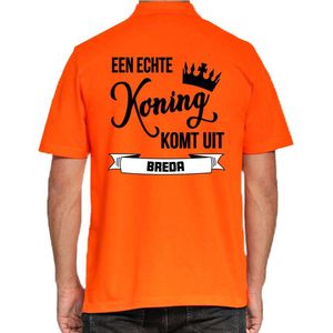 Bellatio Decorations Poloshirt Koningsdag - oranje - Echte Koning komt uit Breda - heren - shirt