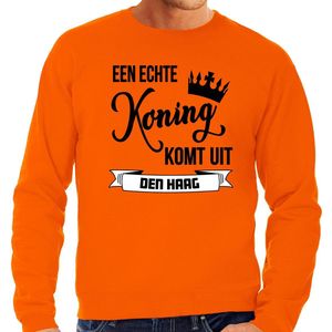 Bellatio Decorations Koningsdag sweater - oranje - echte Koning komt uit Den haag - heren - trui
