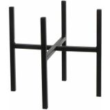 Mica Decorations Bloempot - D25 x H23 cm taupe - met plantenpot verhoger zwart/metaal H25 cm