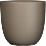 Mica Decorations Bloempot - D25 x H23 cm taupe - met plantenpot verhoger zwart/metaal H25 cm