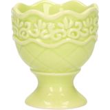 Excellent Houseware Eierdop - 4x - porselein - pastel groen - 5,5 x 6,5 cm