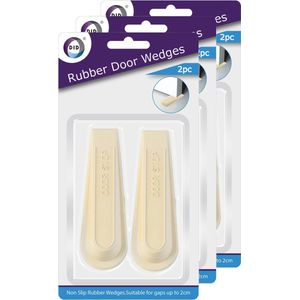 Set van 6x stuks deurstoppers/deurwiggen - wit - 12 cm - rubber - Deurstoppers