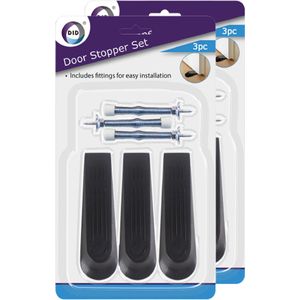 DID deurstoppers/deurwiggen - set van 6x stuks - zwart - rubber - deurbuffer