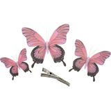 Othmar Decorations Decoratie vlinders op clip 12x stuks - groen/roze - 12/16/20 cm