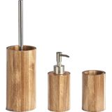 Zeller badkamer accessoires set 3-delig - acacia hout - luxe kwaliteit