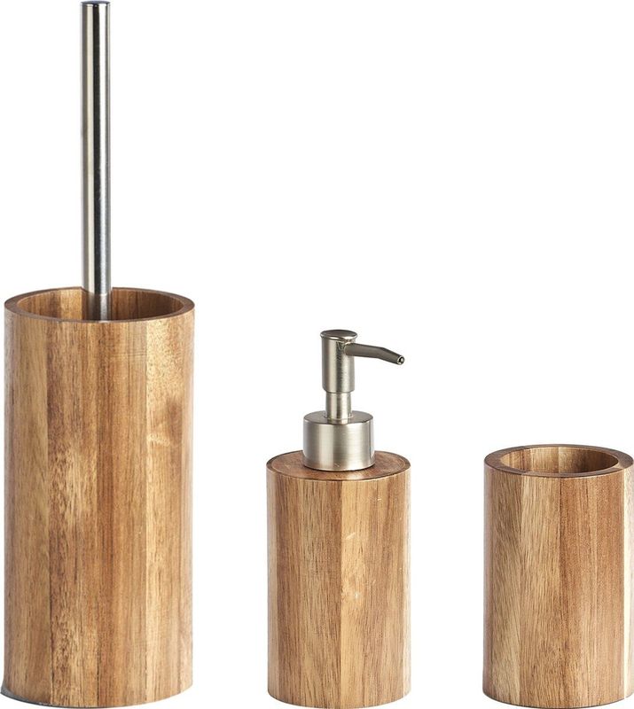 Zeller badkamer accessoires set 3-delig - acacia hout - luxe kwaliteit