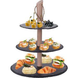 Cuisine Elegance High tea etagere - 3-laags - leisteen - 30 cm hoog