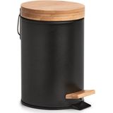 Zeller Badkamer/toilet set - WC-borstel en pedaalemmer- zwart