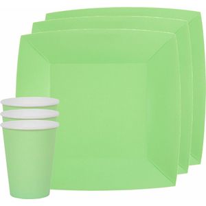 Santex 20x wegwerp bordjes en bekertjes - mintgroen