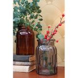 Bellatio Design Bloemenvaas klein - bruin - transparant glas - D10 x H16 cm - vaas