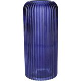Bellatio Design Bloemenvaas - donkerblauw - tansparant glas - D9 x H20 cm - vaas