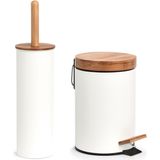 Zeller Badkamer/toilet accessoires - WC-borstel en pedaalemmer 3L - wit