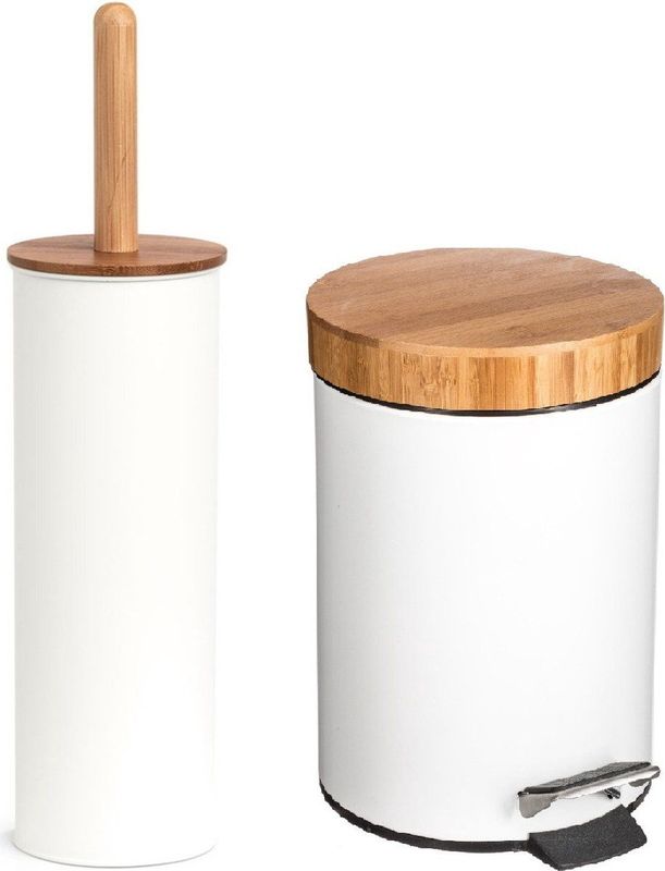 Zeller Badkamer/toilet accessoires - WC-borstel en pedaalemmer 3L - wit