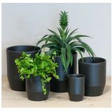 Bela Arte Plantenpot - 2x - keramiek - mat antraciet - D15.5/H14.8 cm