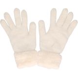 Gebreide handschoenen met nepbont - wit - dames - One size
