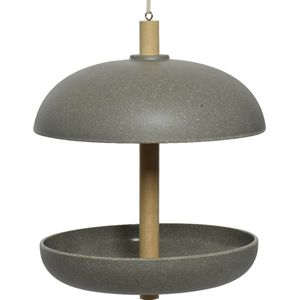 Decoris Vogel voedersilo hangend - bamboe hout - antraciet grijs - 21 x 25 cm