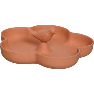 Decoris Vogelbad - bamboe hout - zalmroze - 23 cm - voederbak - drinkschaal